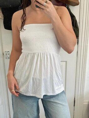 white bandeau floaty top size